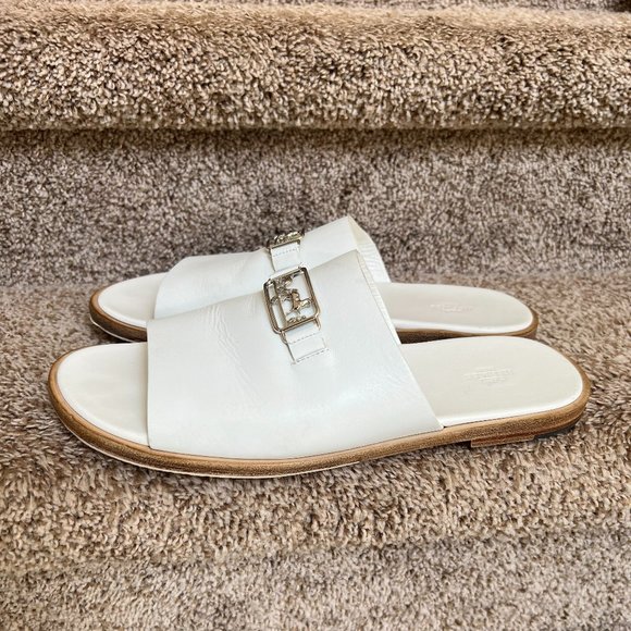 HERMÈS Vaisseau Men\'s White  Leather Slides. main image 6